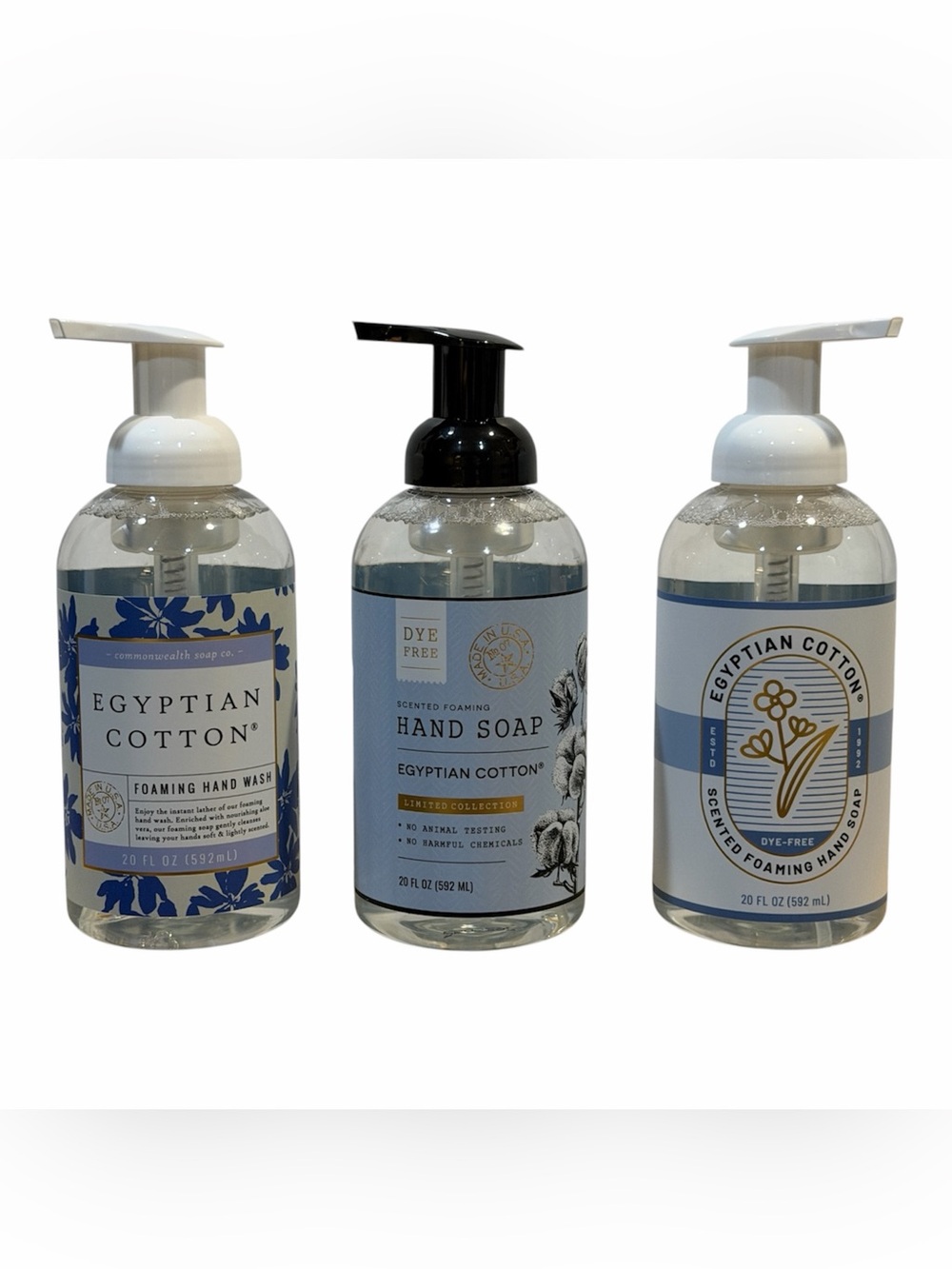 3 X COMMONWEALTH SOAP CST EGYPTIAN COTTON w/ALOE Foaming Hand Wash 20oz